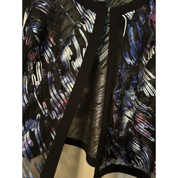 Catherines Black Label Evening Jacket Size 3X Black Abstract Semi Sheer - Picture 3 of 7